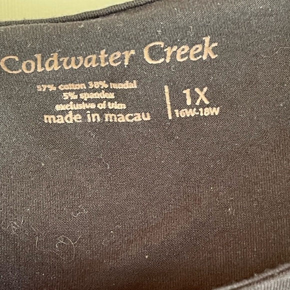 Coldwater Creek black tank w/chiffon edge 1X - Picture 3 of 8